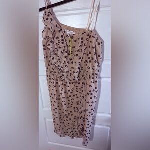 NWT size large BCBGeneration Taupe Dress with Dark Brown Polka Dots